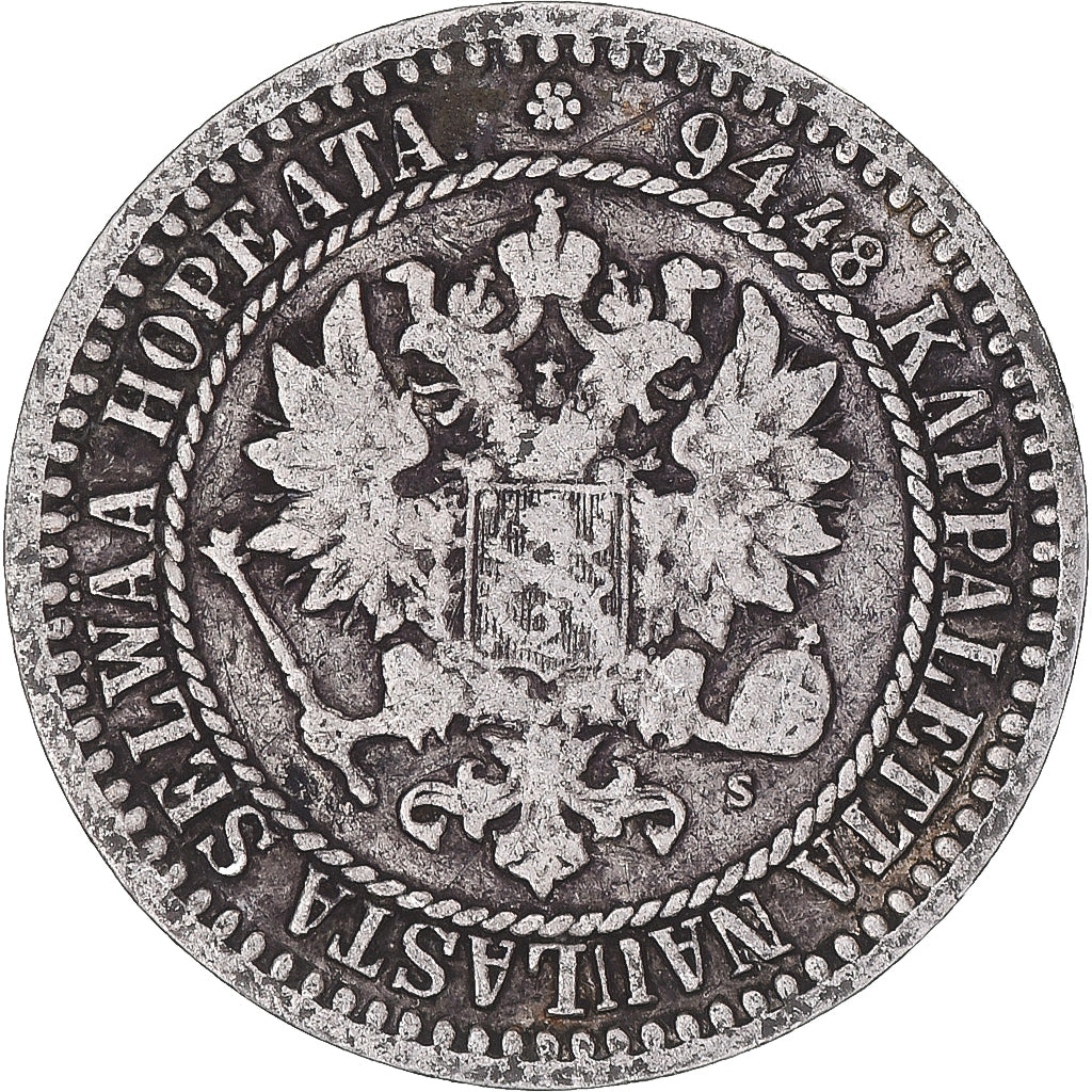 Moneta, Finlandia, Alexander II, Markka, 1866, Helsinki, BB, Argento, KM:3.1