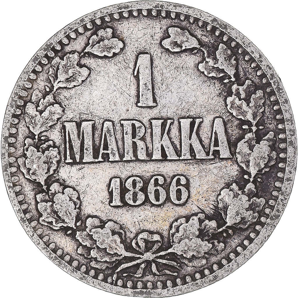 Moneta, Finlandia, Alexander II, Markka, 1866, Helsinki, BB, Argento, KM:3.1