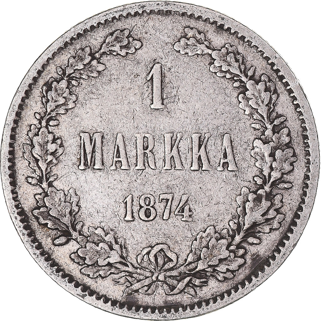 Moneta, Finlandia, Alexander II, Markka, 1874, Helsinki, BB, Argento, KM:3.2