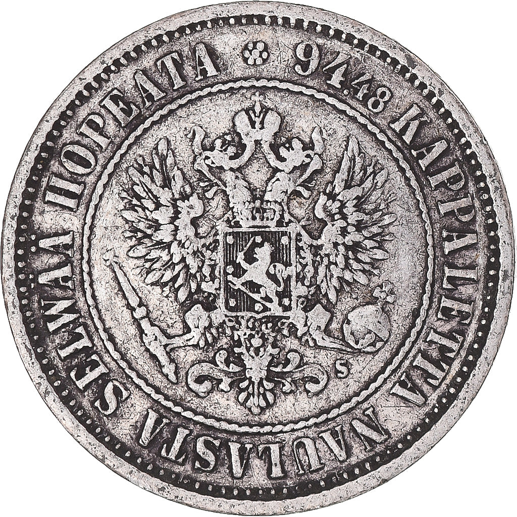 Moneta, Finlandia, Alexander II, Markka, 1874, Helsinki, BB+, Argento, KM:3.2