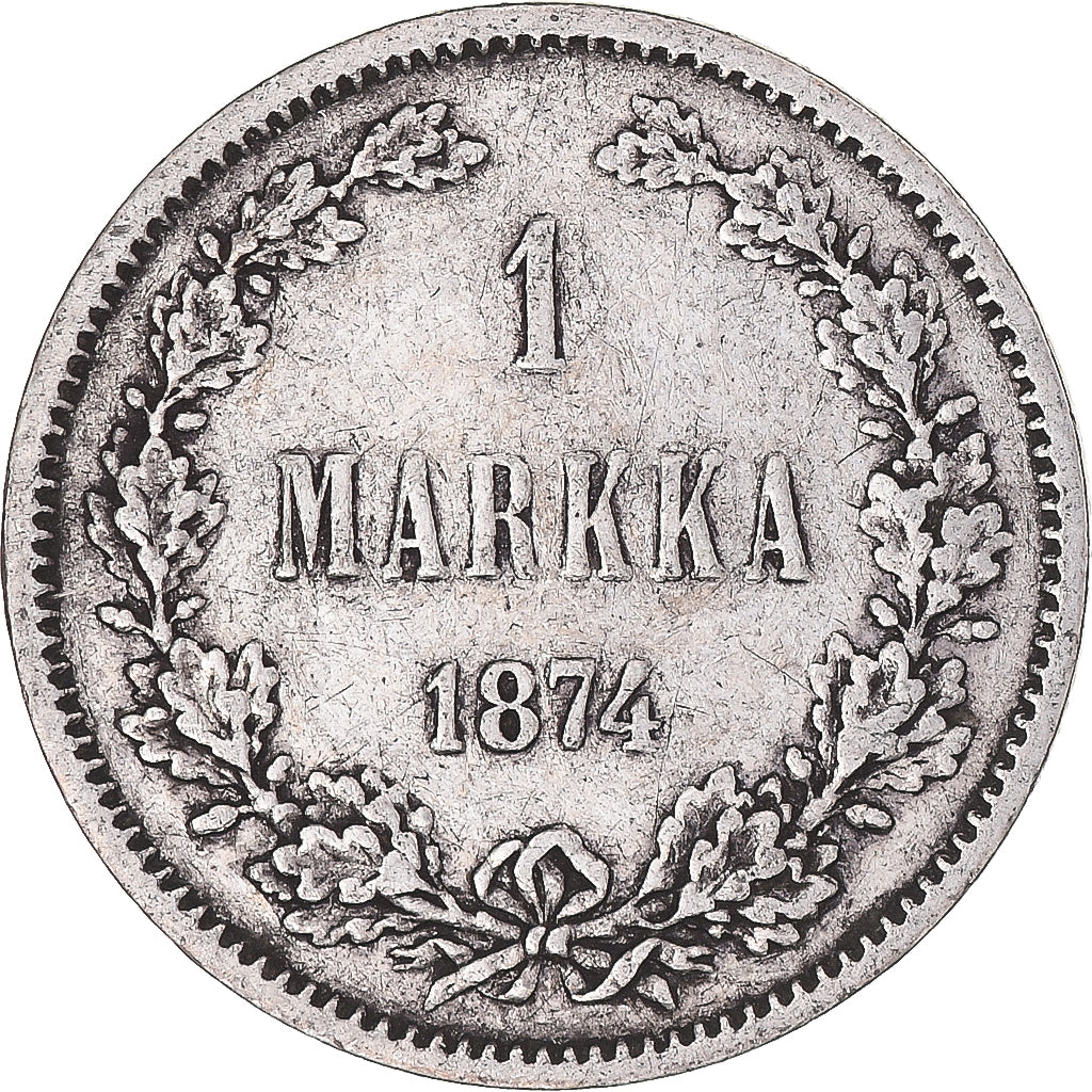 Moneta, Finlandia, Alexander II, Markka, 1874, Helsinki, BB+, Argento, KM:3.2
