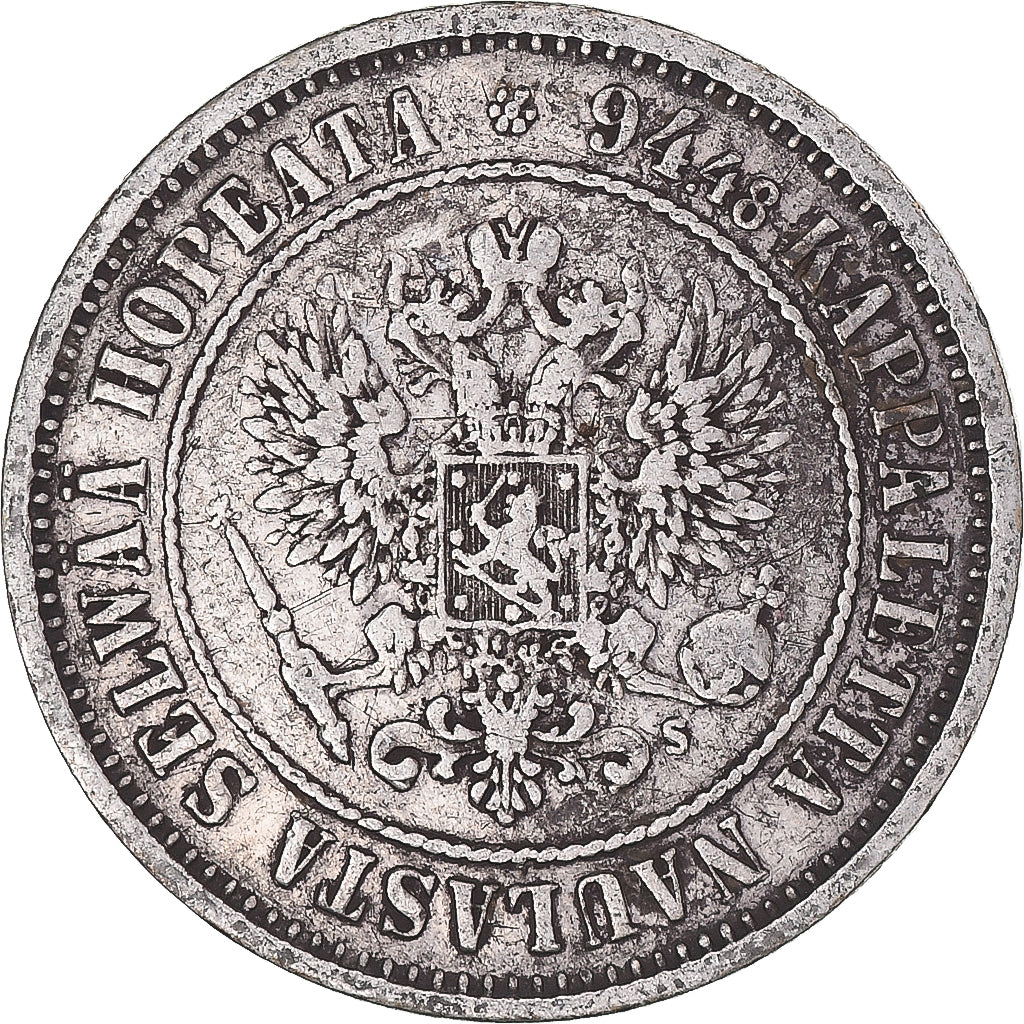Moneta, Finlandia, Alexander II, Markka, 1874, Helsinki, BB+, Argento, KM:3.2