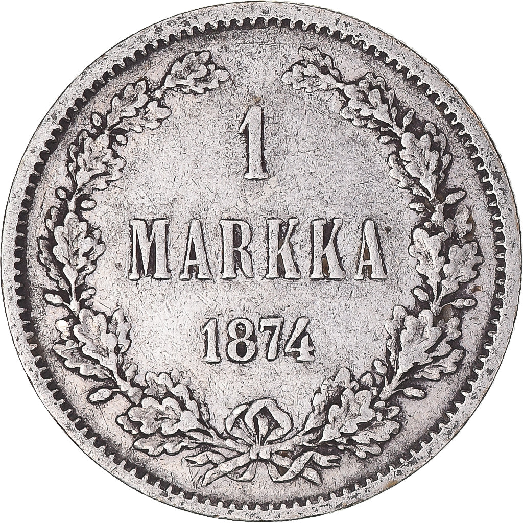 Moneta, Finlandia, Alexander II, Markka, 1874, Helsinki, BB+, Argento, KM:3.2