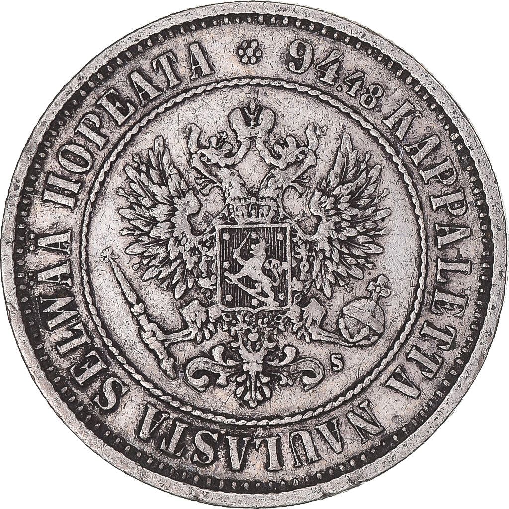 Coin, Finland, Alexander II, Markka, 1874, Helsinki, AU(50-53), Silver, KM:3.2