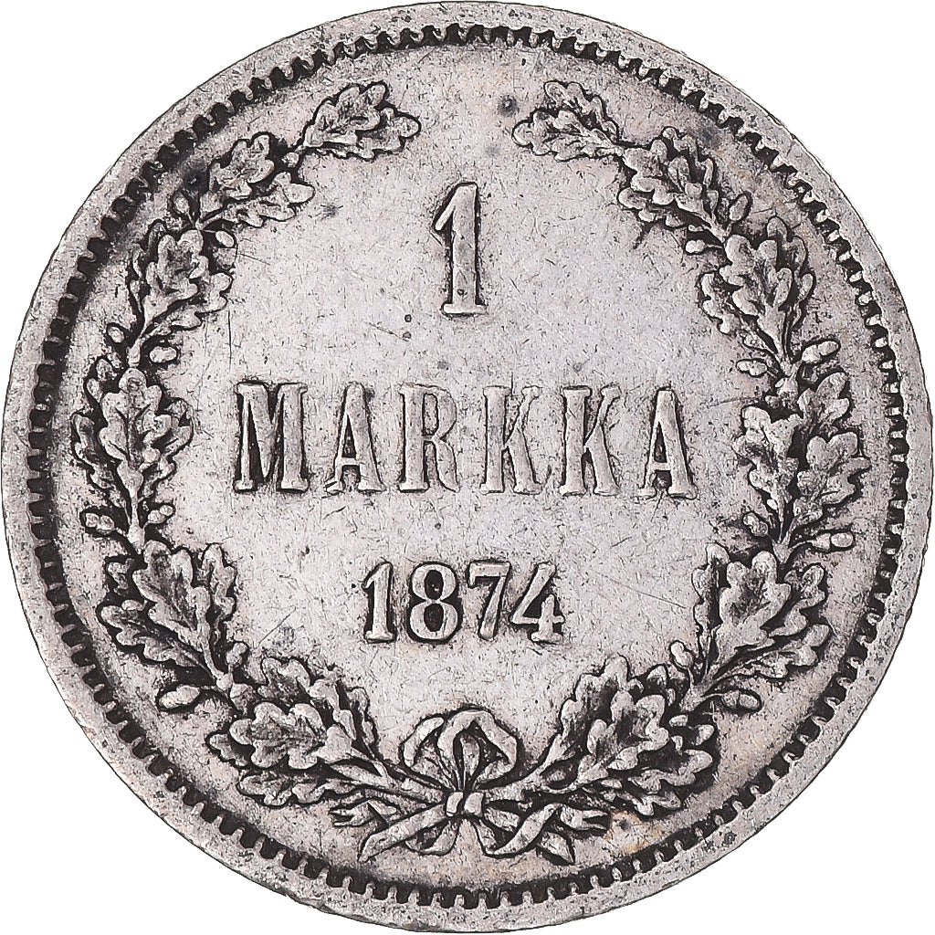 Coin, Finland, Alexander II, Markka, 1874, Helsinki, AU(50-53), Silver, KM:3.2