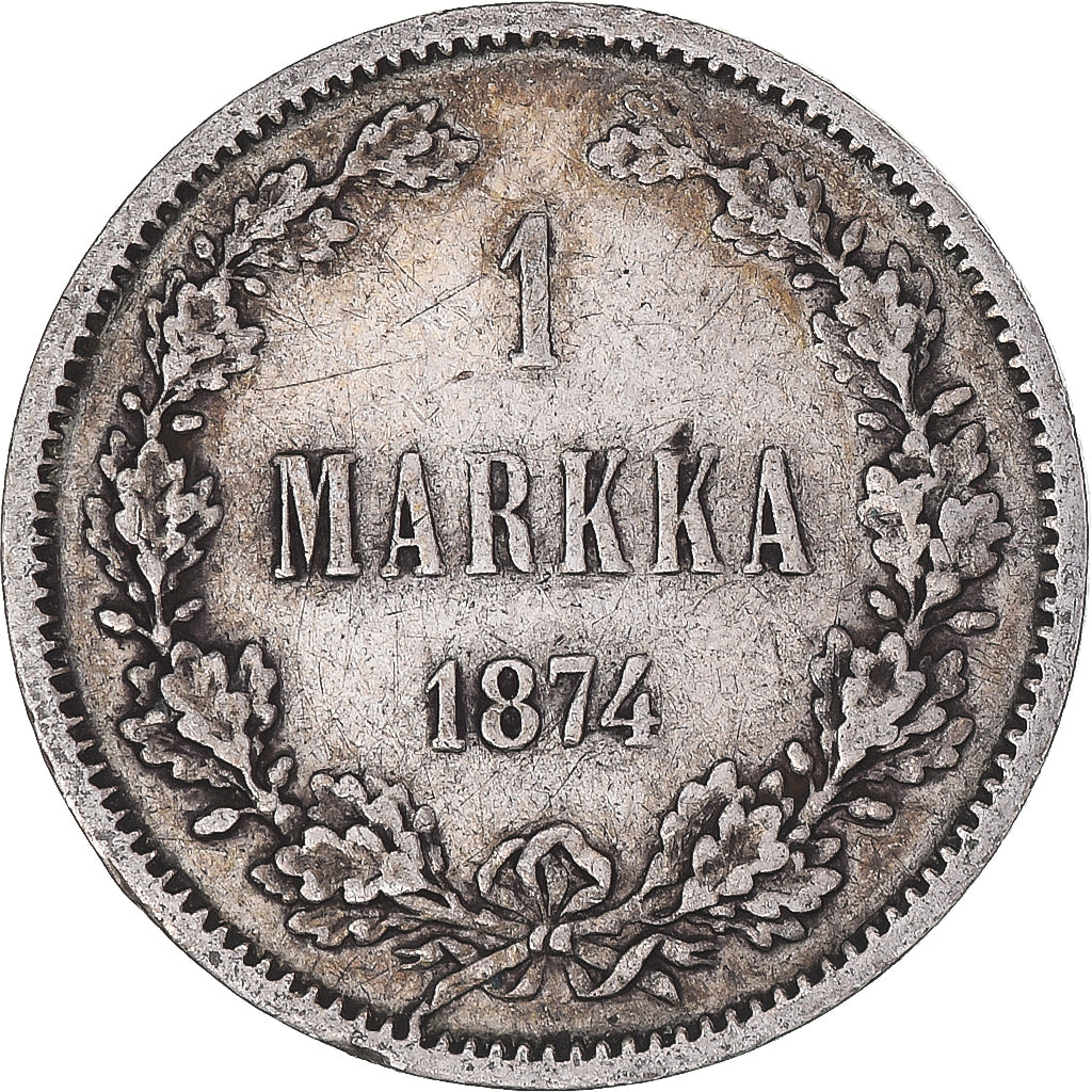 Moneta, Finlandia, Alexander II, Markka, 1874, Helsinki, BB+, Argento, KM:3.2