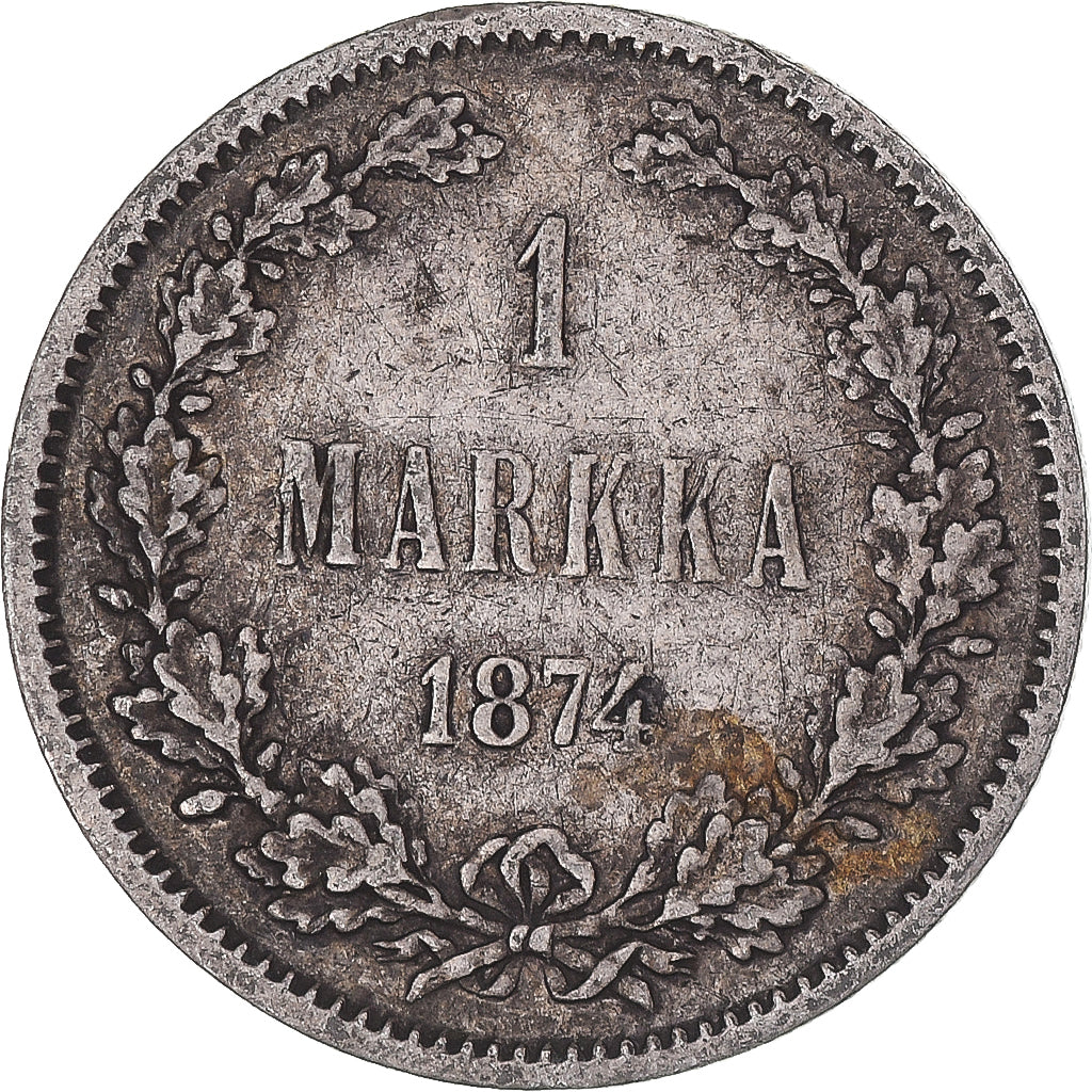 Moneta, Finlandia, Alexander II, Markka, 1874, Helsinki, BB+, Argento, KM:3.2