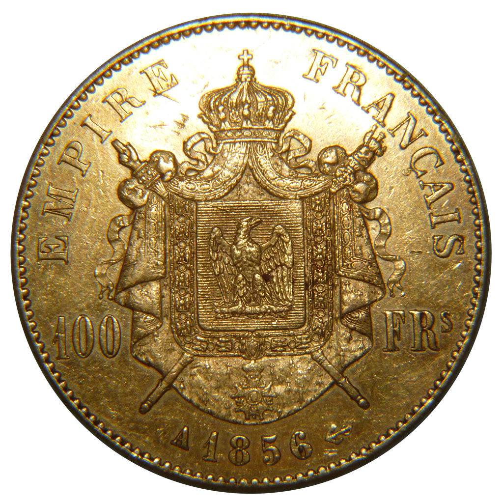 FRANCE, Napoléon III, 100 Francs, 1856, Paris, AU(50-53), Gold, Gadoury #1135, 3