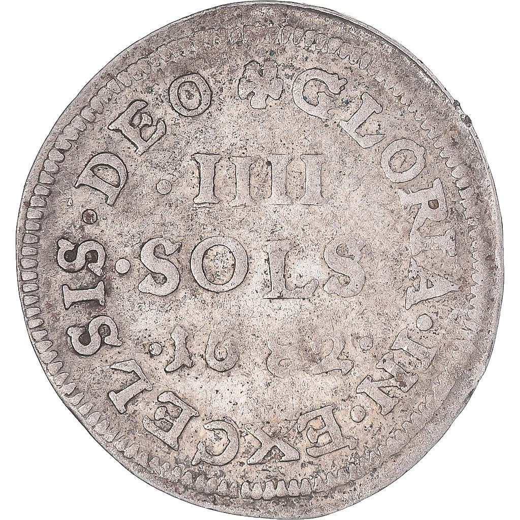 Moneda, Francia, Louis XIV, 4 Sols, 1682, Strasbourg, BC+, Plata, KM:247
