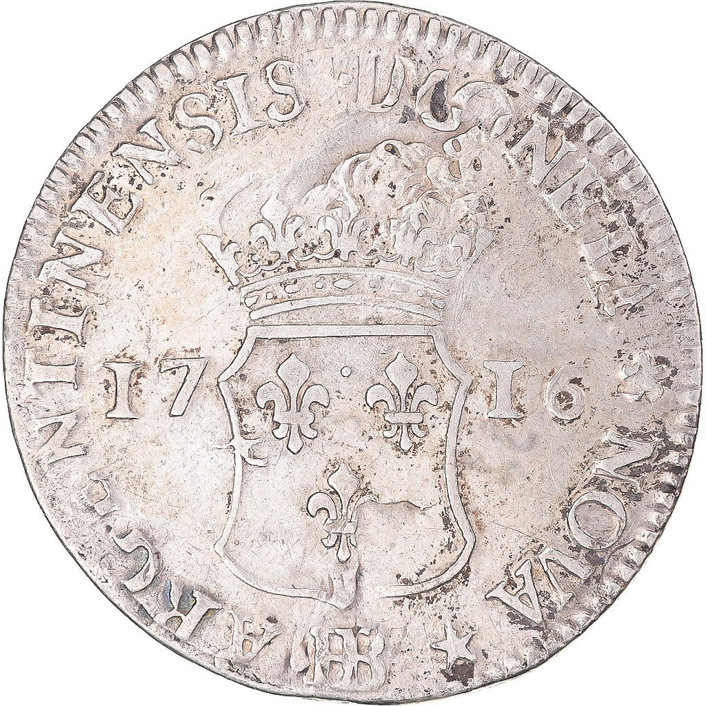Monnaie, France, Louis XV, 1/2 ECU, 44 Sols, 1716, Strasbourg, réformé, TB