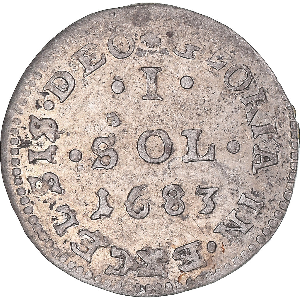 Coin, France, Louis XIV, Sol, 1683, Strasbourg, EF(40-45), Silver, KM:245