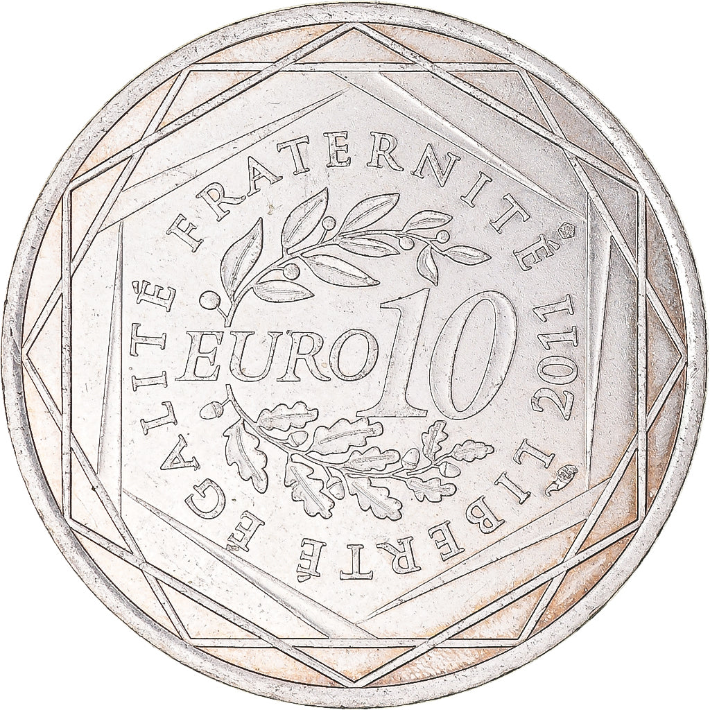 France, 10 Euro, 2011, Paris, Bretagne, MS(60-62), Silver