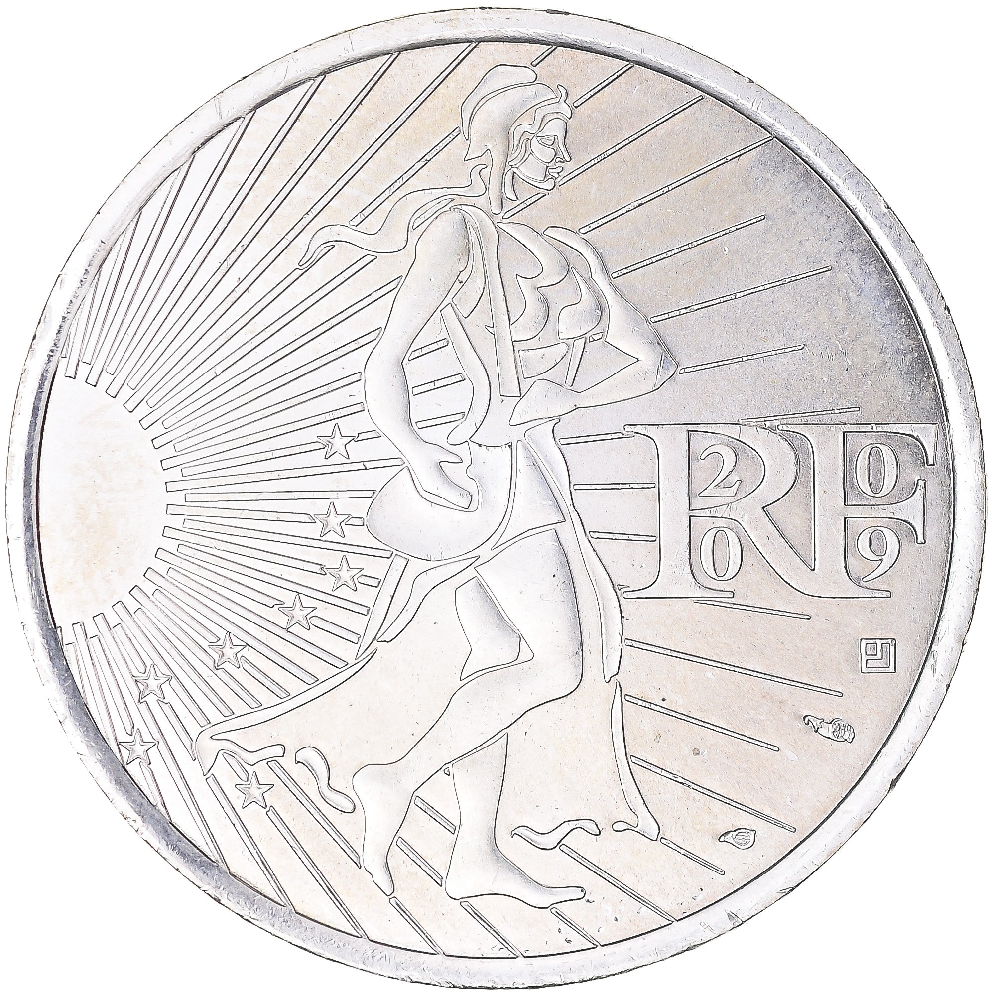 France, Semeuse, 10 Euro, 2009, Paris, MS(64), Silver