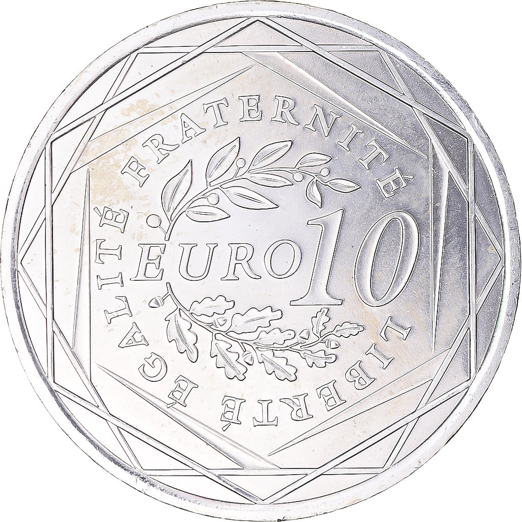 France, Semeuse, 10 Euro, 2009, Paris, MS(64), Silver