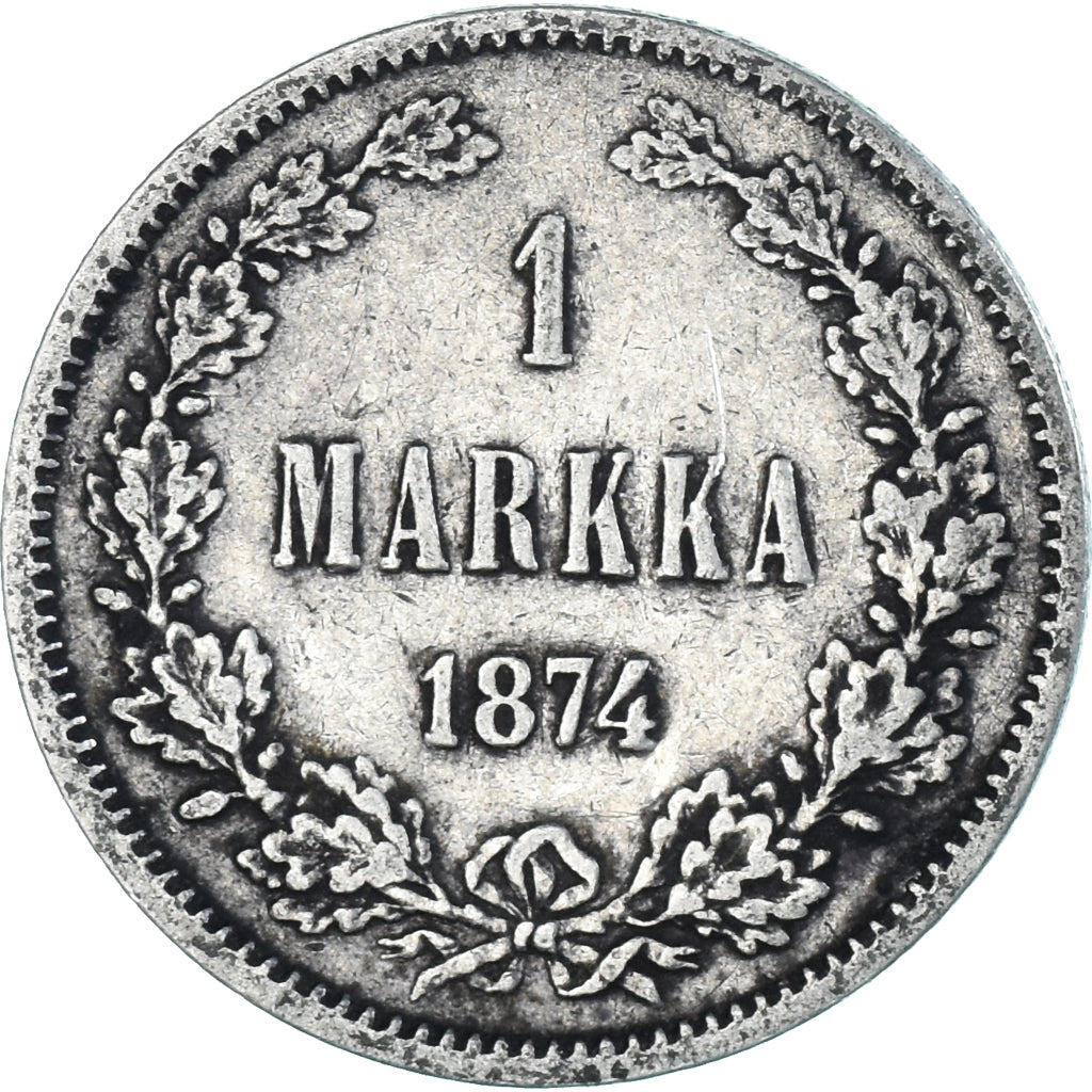 Coin, Finland, Alexander II, Markka, 1874, Helsinki, AU(50-53), Silver, KM:3.2