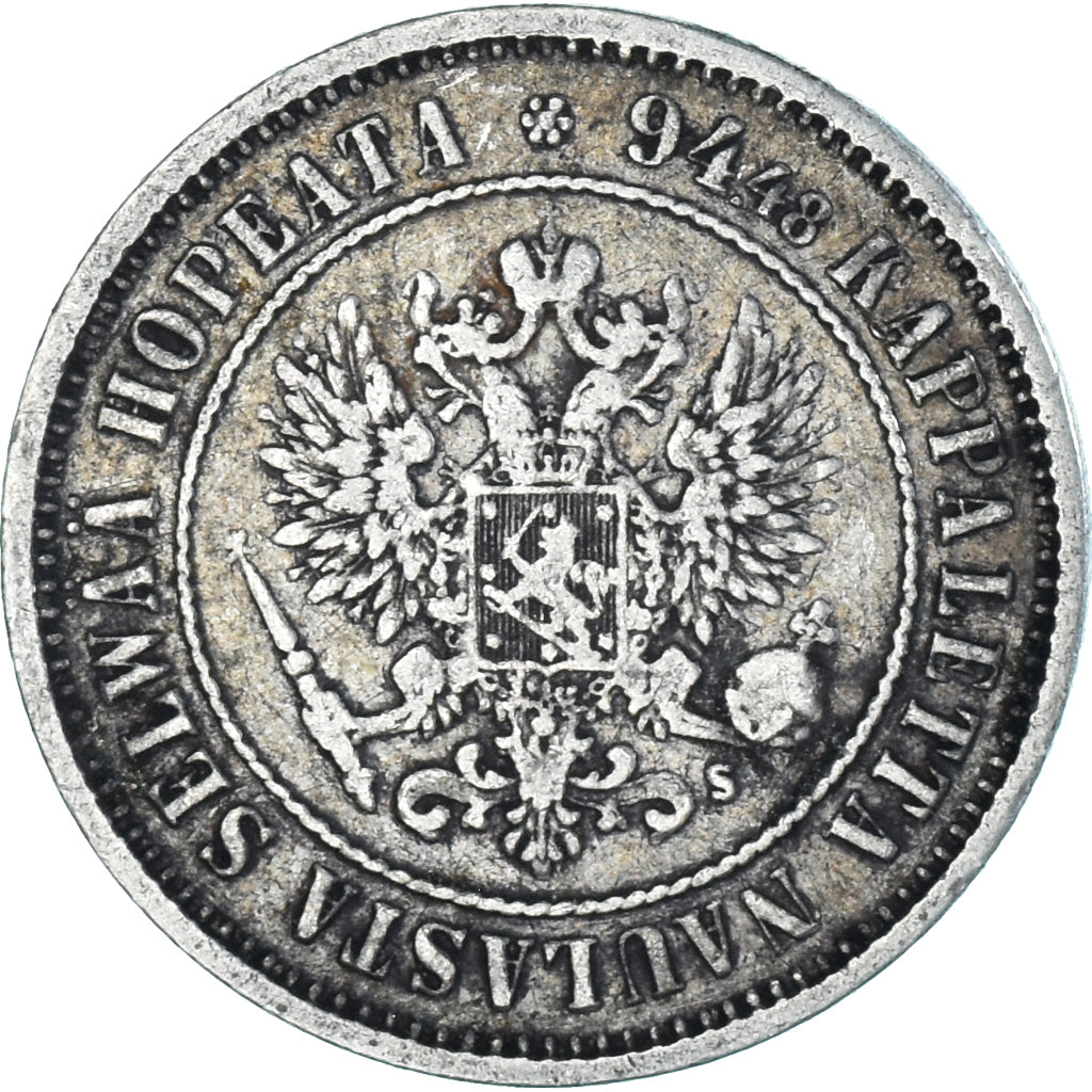 Moneta, Finlandia, Alexander II, Markka, 1874, Helsinki, BB+, Argento, KM:3.2