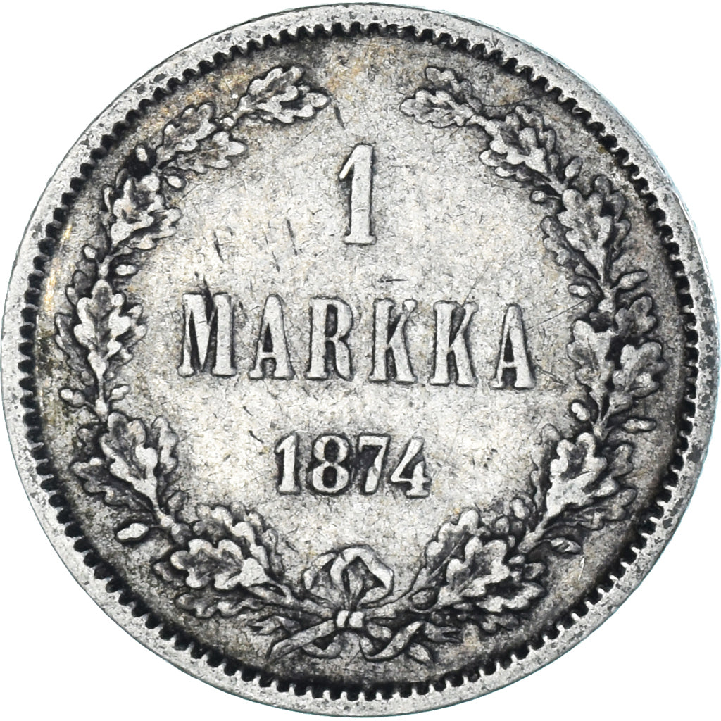 Moneta, Finlandia, Alexander II, Markka, 1874, Helsinki, BB+, Argento, KM:3.2
