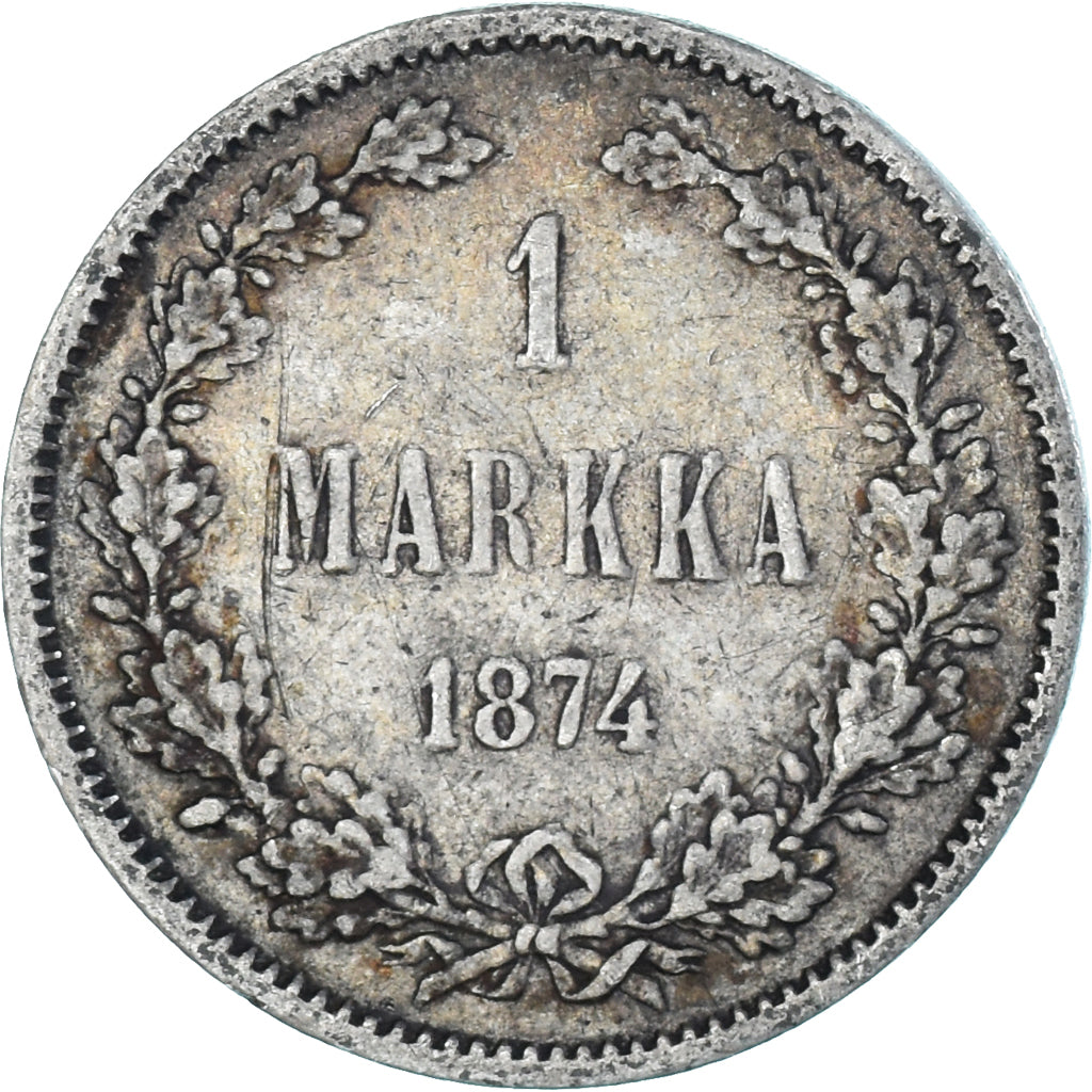 Moneta, Finlandia, Alexander II, Markka, 1874, Helsinki, BB+, Argento, KM:3.2