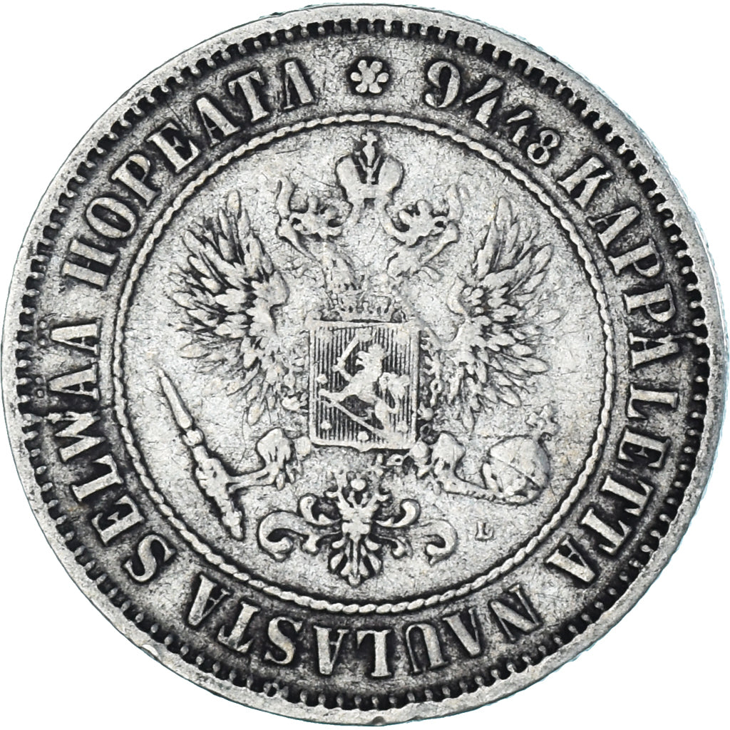 Moneta, Finlandia, Alexander III, Markka, 1890, Helsinki, MB+, Argento, KM:3.2