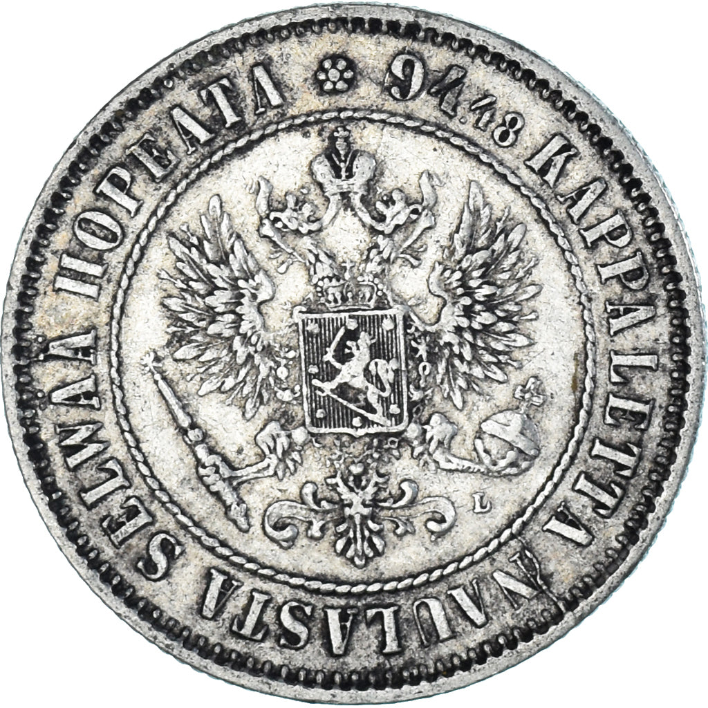 Coin, Finland, Alexander III, Markka, 1890, Helsinki, AU(50-53), Silver, KM:3.2