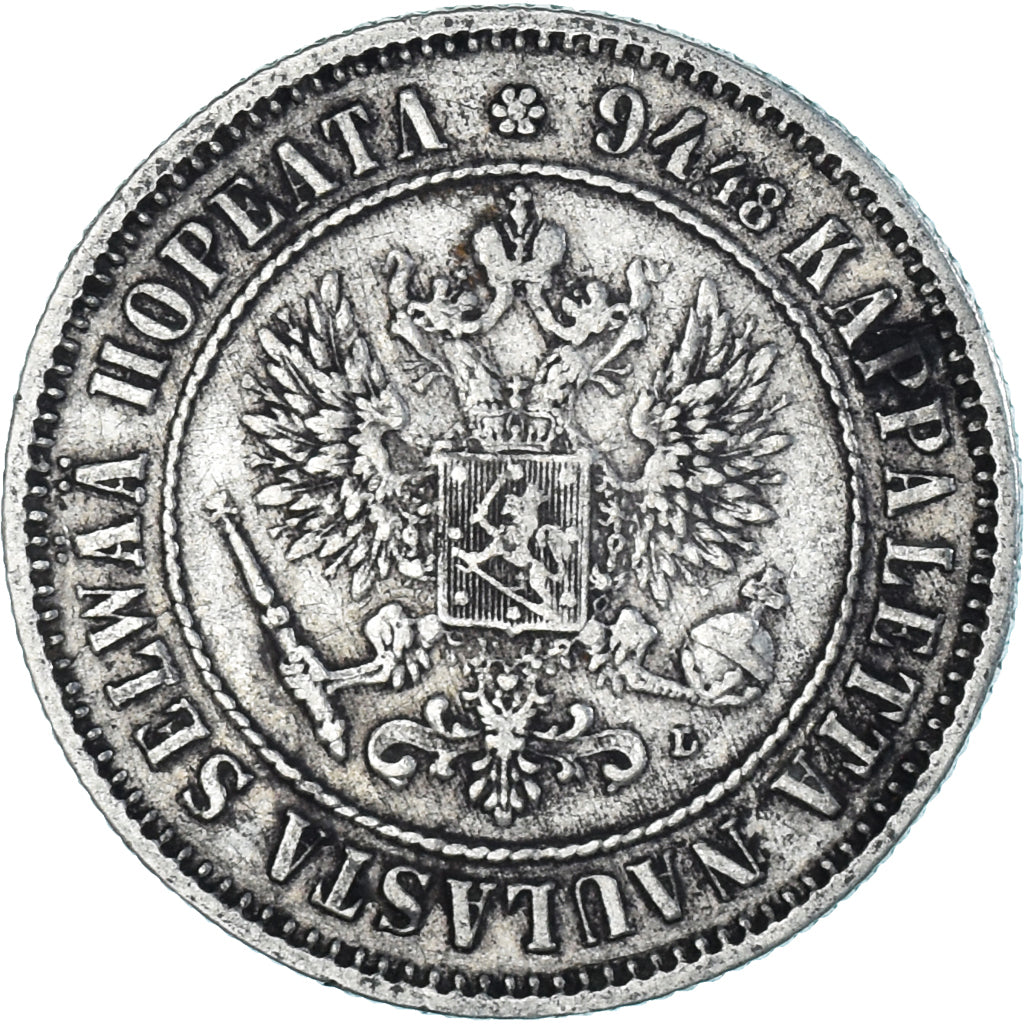 Coin, Finland, Alexander III, Markka, 1890, Helsinki, AU(50-53), Silver, KM:3.2