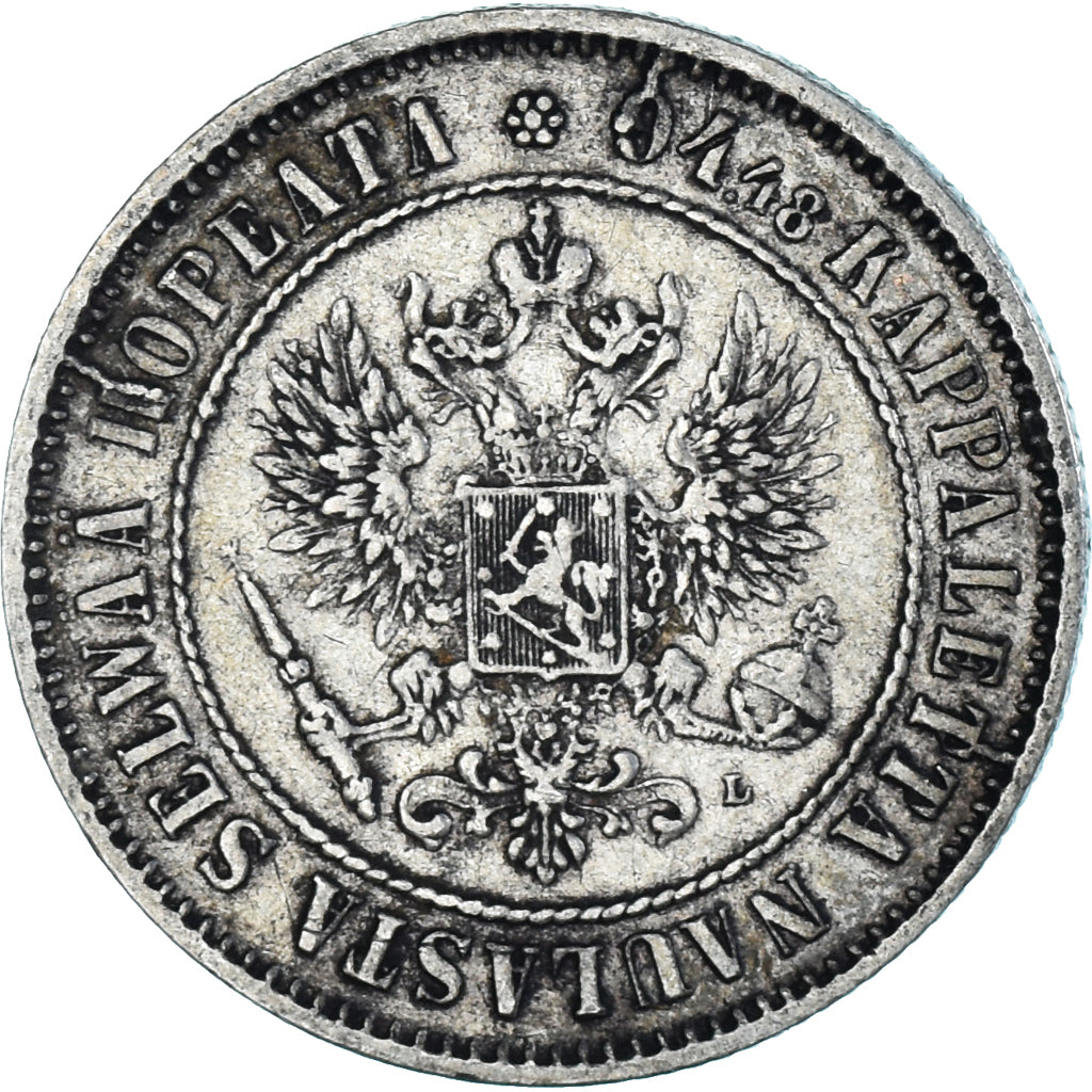 Coin, Finland, Alexander III, Markka, 1890, Helsinki, AU(50-53), Silver, KM:3.2