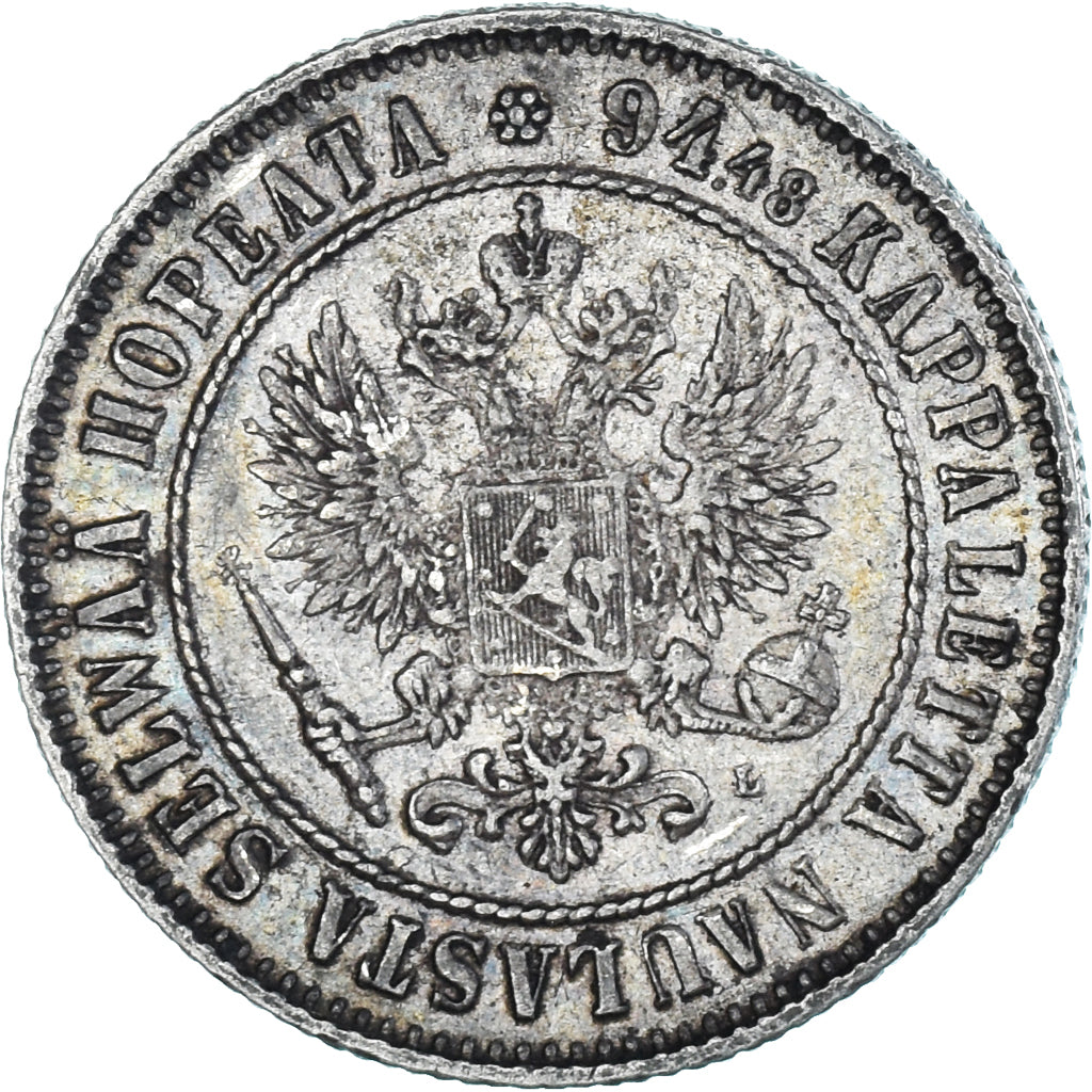 Coin, Finland, Alexander III, Markka, 1892, Helsinki, AU(50-53), Silver, KM:3.2