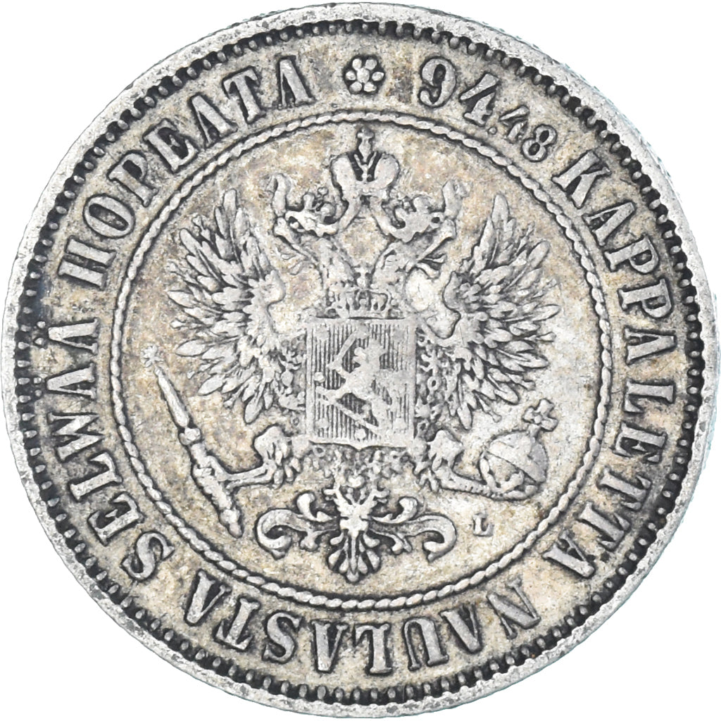 Moneta, Finlandia, Alexander III, Markka, 1892, Helsinki, BB, Argento, KM:3.2