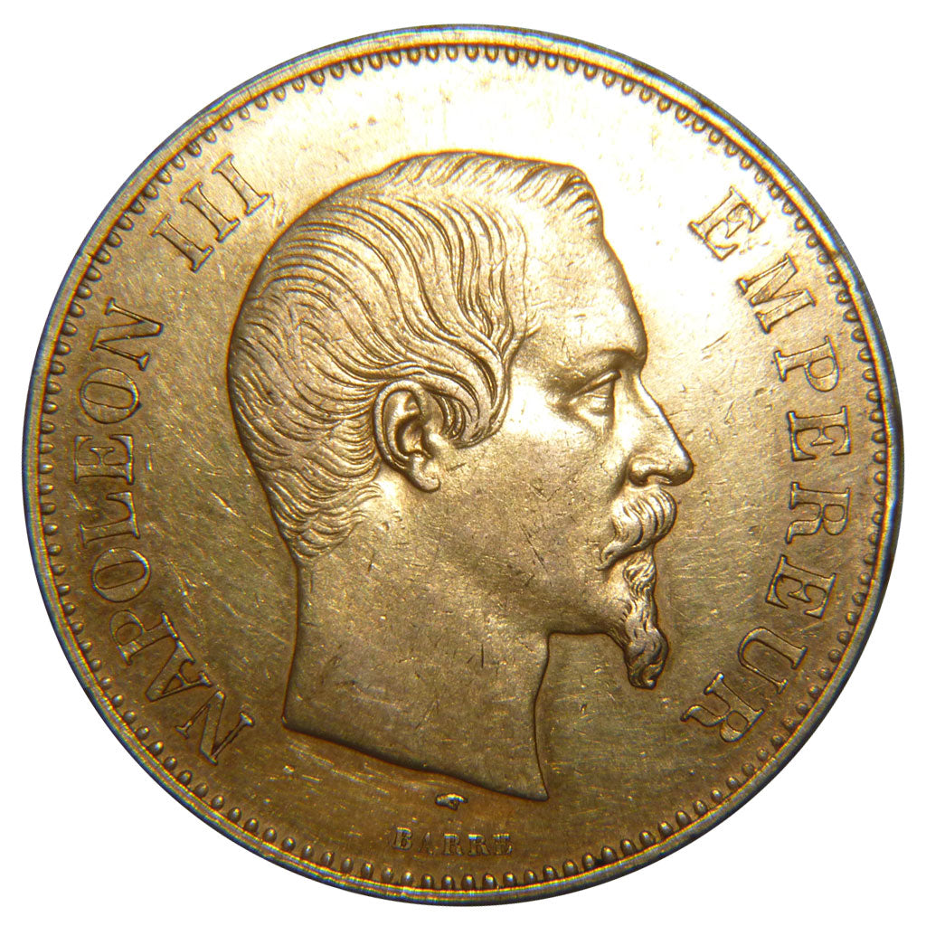 FRANCE, Napoléon III, 100 Francs, 1857, Paris, KM #786.1, AU(50-53), Gold, G...