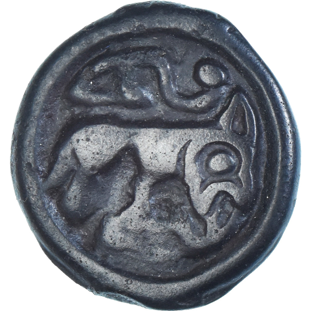 Moneta, Remi, Potin au guerrier courant, 90-50 BC, MB+, Potin, Latour:8124