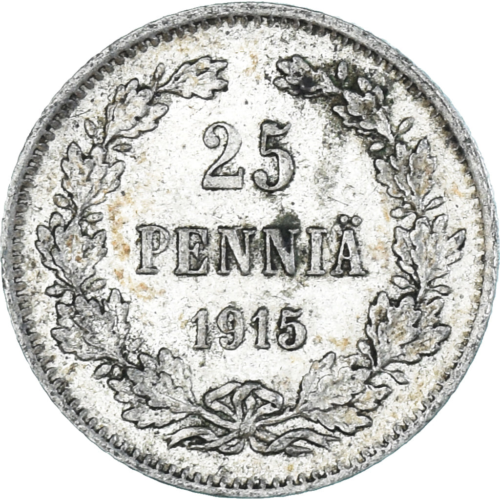 Coin, Finland, Nicholas II, 25 Penniä, 1915, Helsinki, AU(50-53), Silver