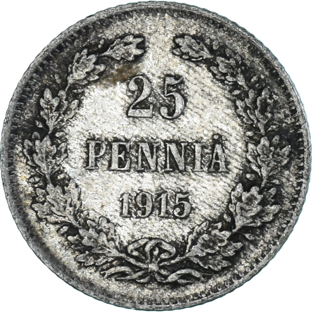 Moneta, Finlandia, Nicholas II, 25 Penniä, 1915, Helsinki, SPL-, Argento