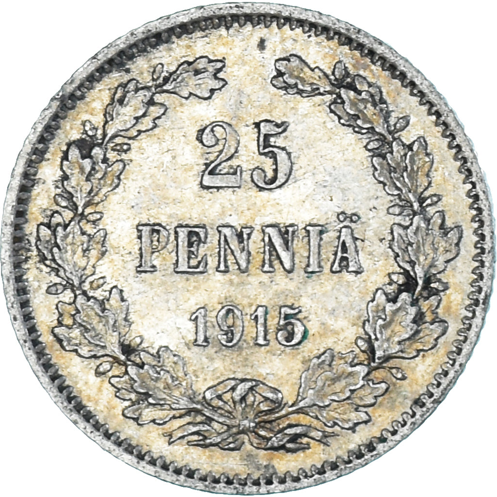 Coin, Finland, Nicholas II, 25 Penniä, 1915, Helsinki, AU(55-58), Silver