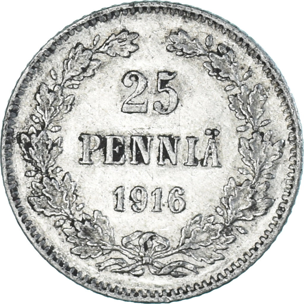 Coin, Finland, Nicholas II, 25 Penniä, 1916, Helsinki, AU(50-53), Silver