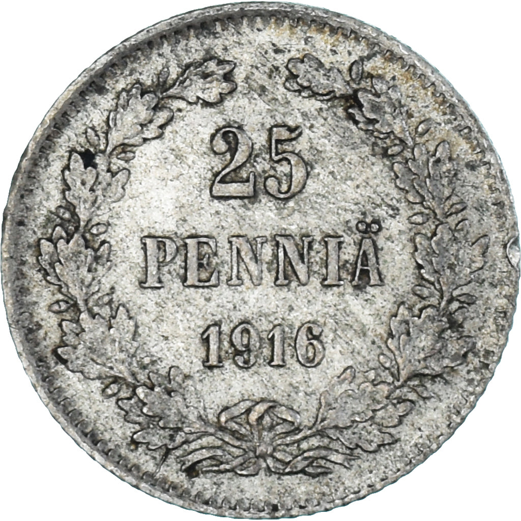 Münze, Finnland, Nicholas II, 25 Penniä, 1916, Helsinki, SS+, Silber, KM:6.2