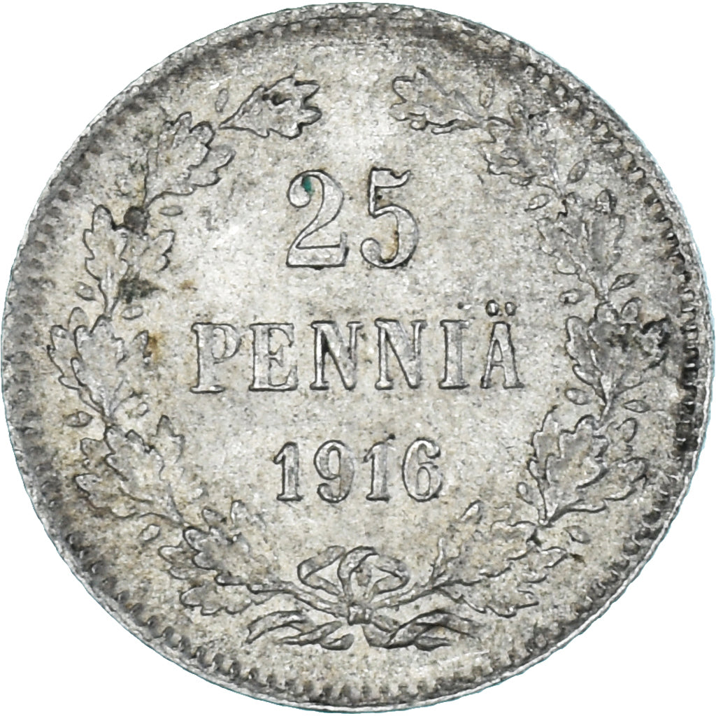 Coin, Finland, Nicholas II, 25 Penniä, 1916, Helsinki, AU(50-53), Silver