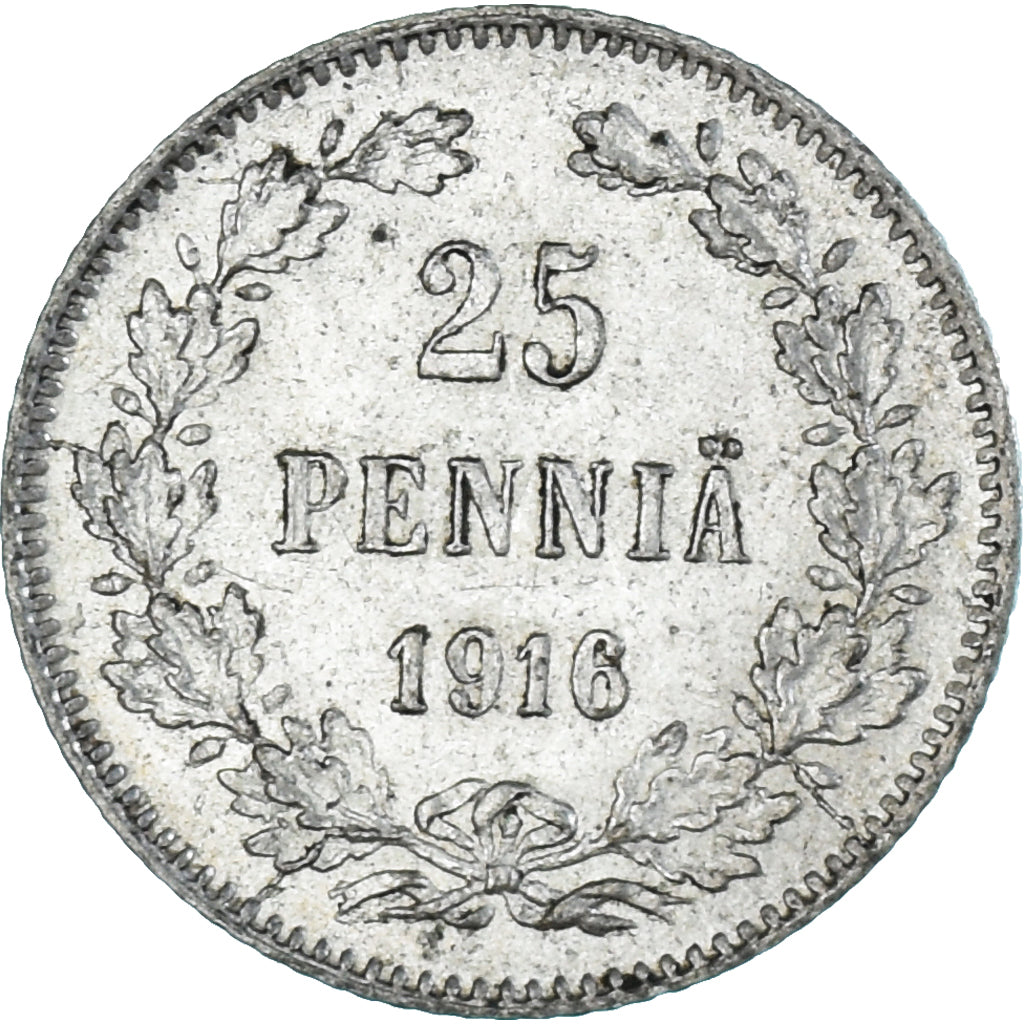 Moneta, Finlandia, Nicholas II, 25 Penniä, 1916, Helsinki, SPL-, Argento