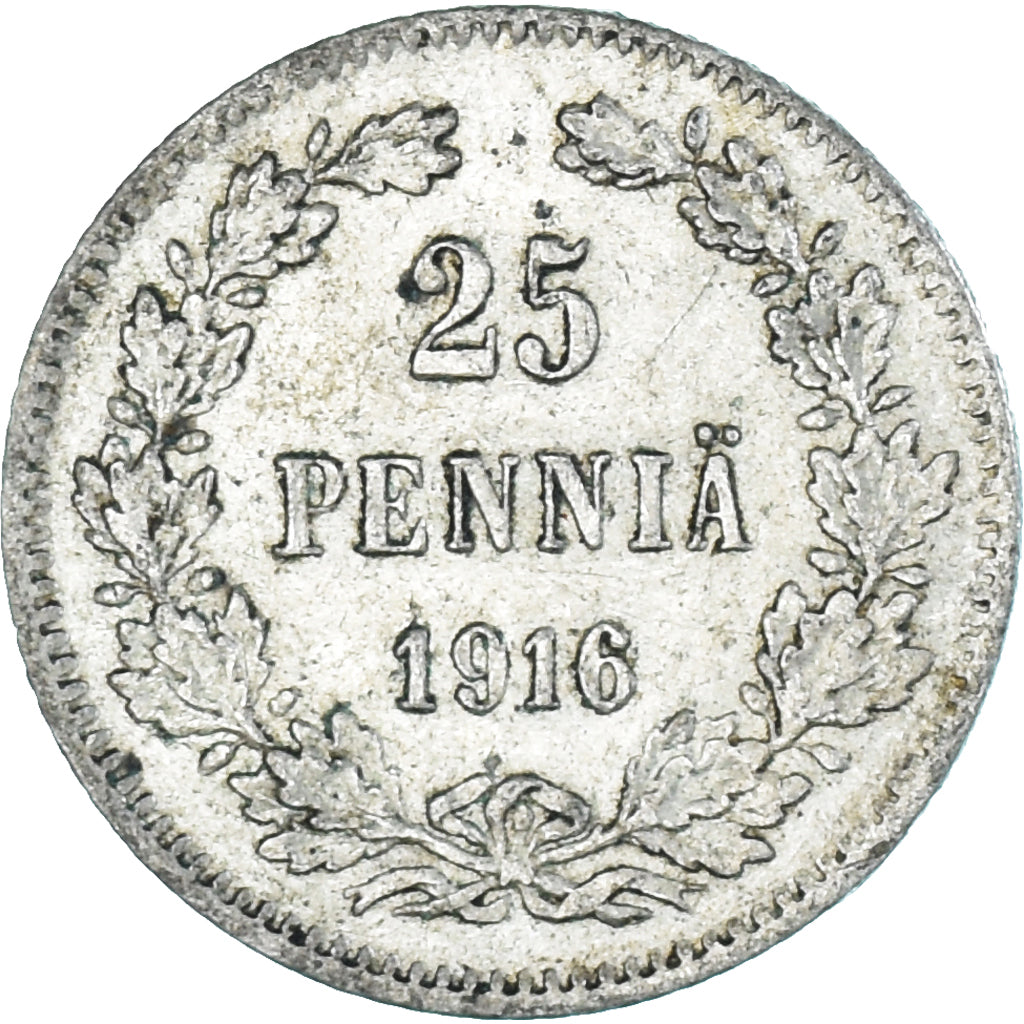 Coin, Finland, Nicholas II, 25 Penniä, 1916, Helsinki, AU(55-58), Silver