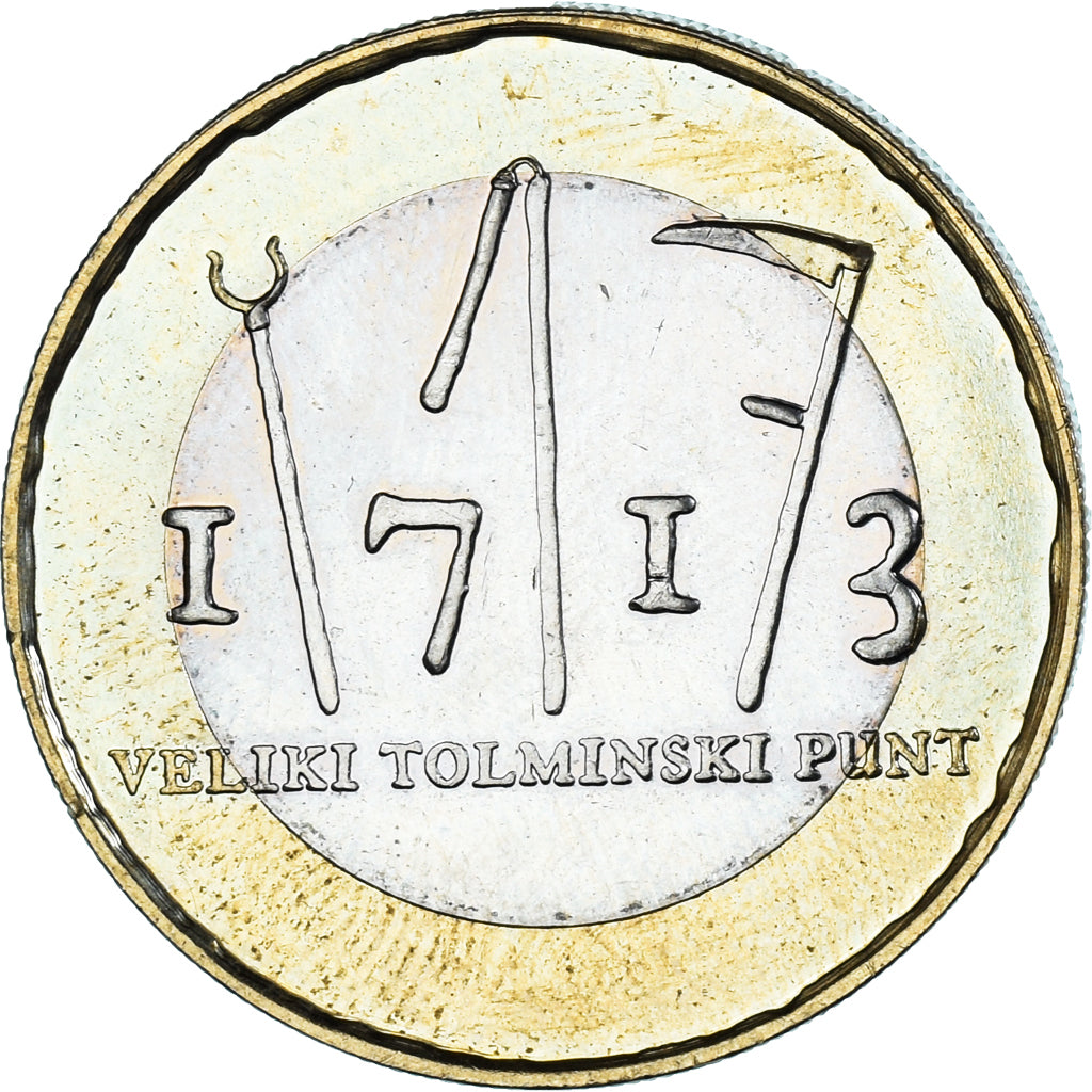 Eslovénia, 3 Euro, 2013, Révolte paysanne de Tolmin, AU(55-58), Bimetálico