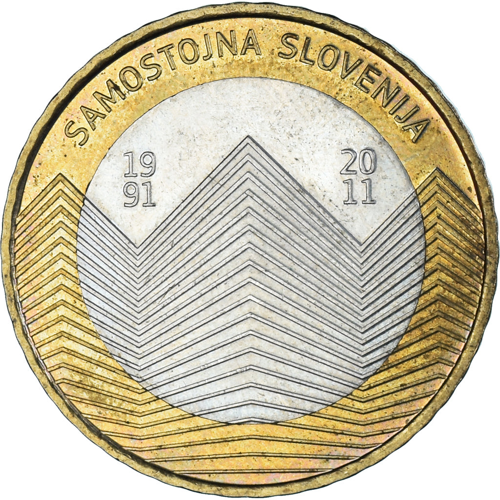 Slovenia, 3 Euro, 2011, indépendance, SPL-, Bi-metallico, KM:101