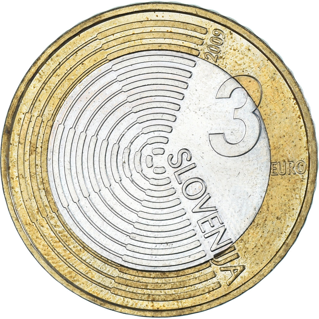 Eslovénia, 3 Euro, 2009, Vantaa, Premier vol au-dessus de la Slovénie