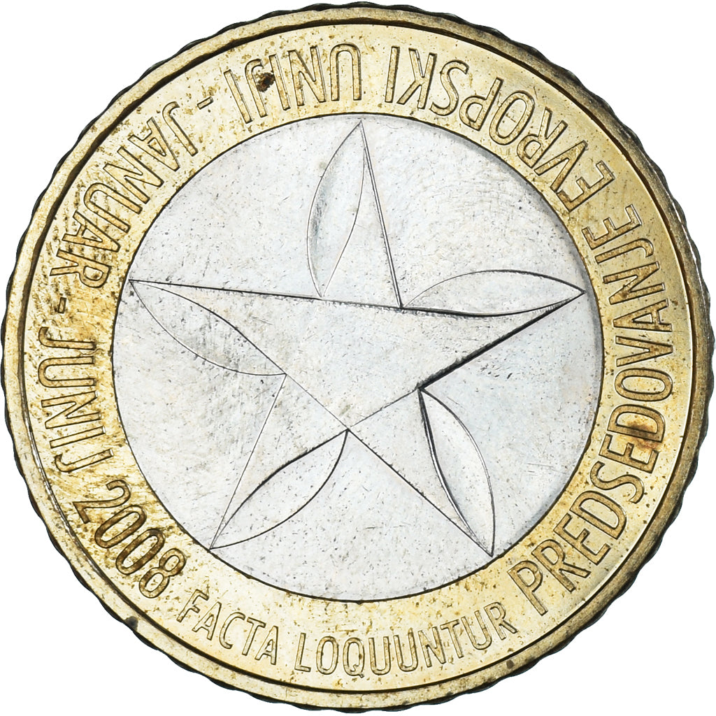Eslovénia, 3 Euro, 2008, Paris, Présidence de l'Union Européenne, AU(55-58)