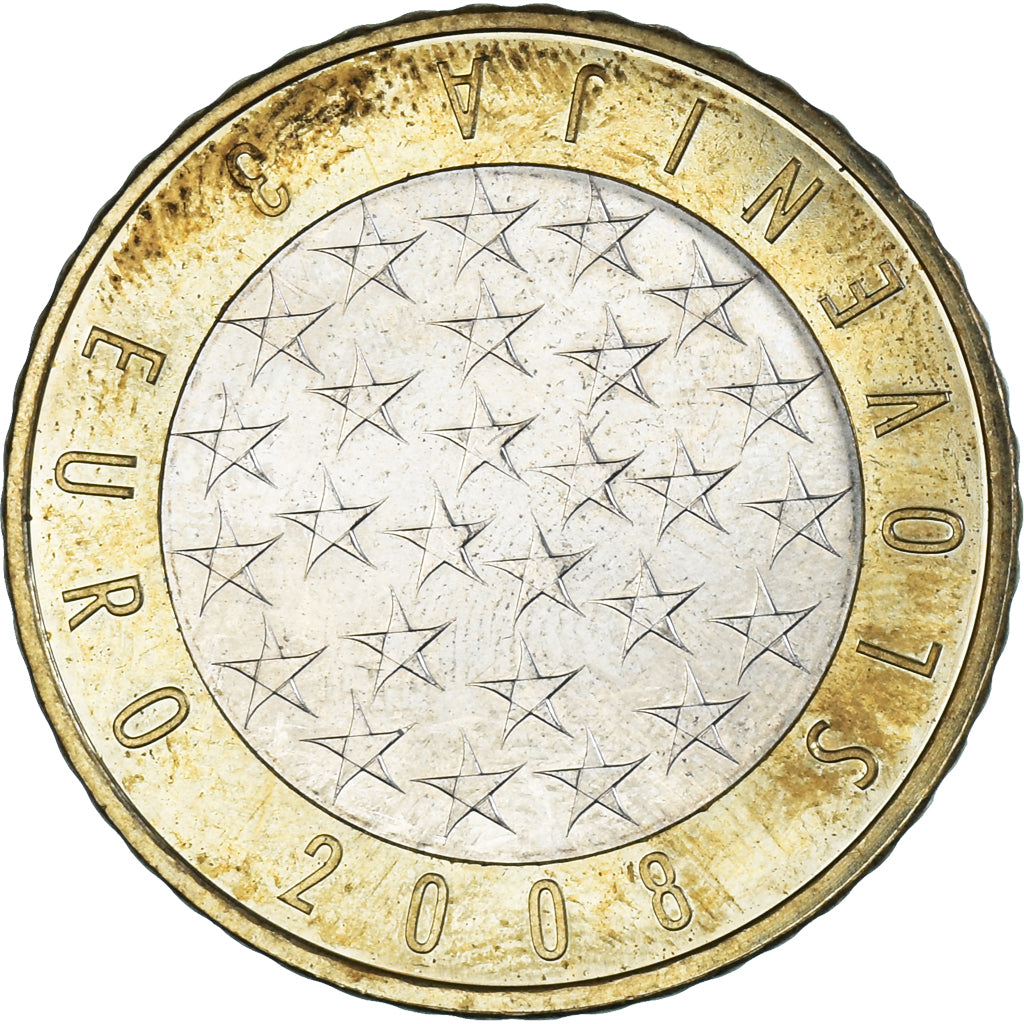 Eslovénia, 3 Euro, 2008, Paris, Présidence de l'Union Européenne, AU(55-58)