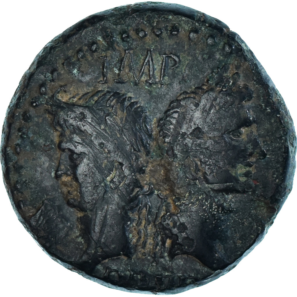 Coin, Augustus & Agrippa, As, 9-3 BC, Nîmes, EF(40-45), Bronze, RIC:158
