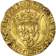 Moneda, Francia, Charles VI, Ecu d'or, 1380-1422, Uncertain Mint, MBC+, Oro