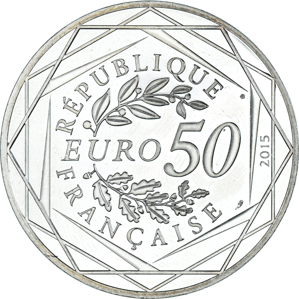 France, 50 Euro, 2015, Paris, ASTÉRIX Paix, MS(63), Silver