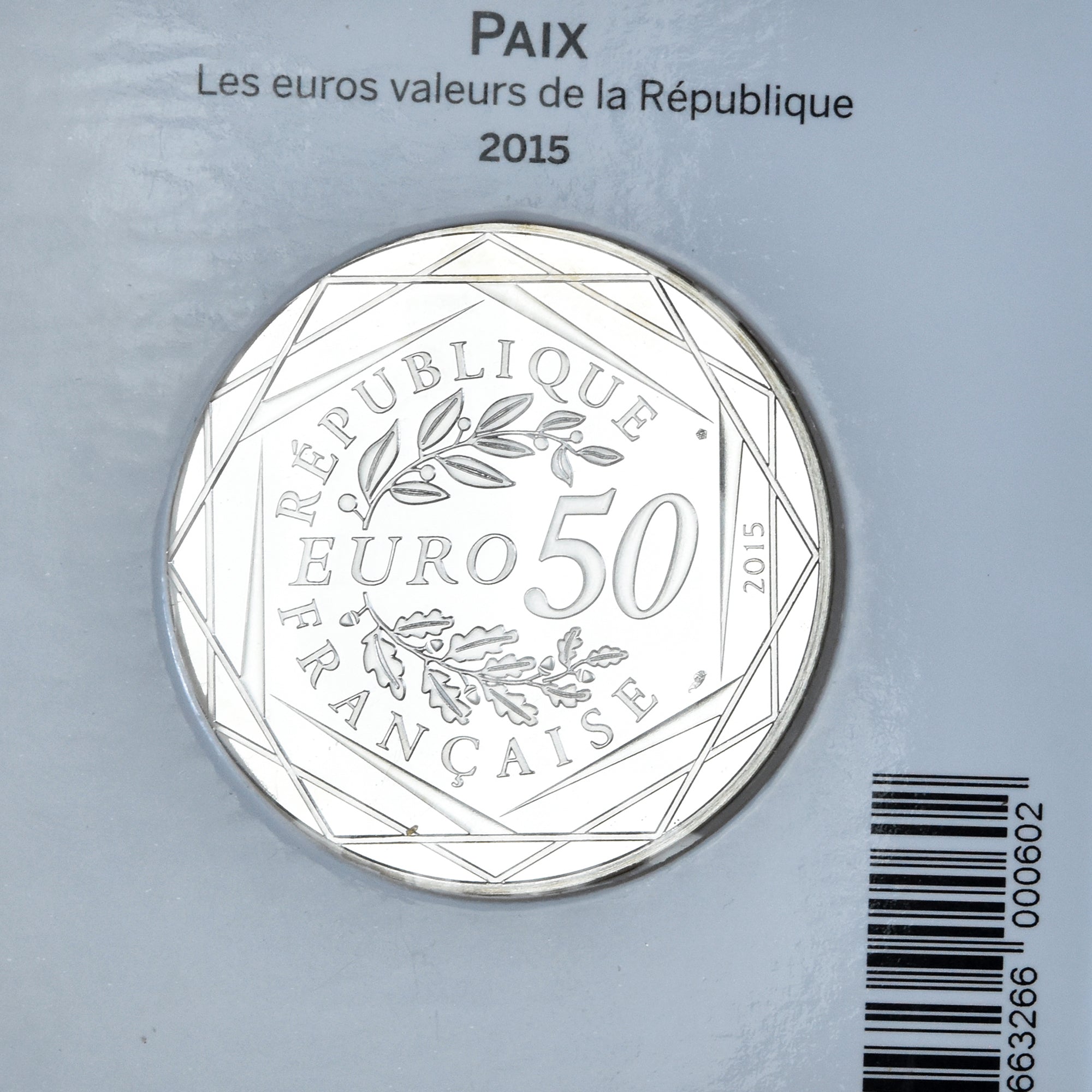 France, 50 Euro, Astérix et la paix, 2015, Monnaie de Paris, FDC, Argent