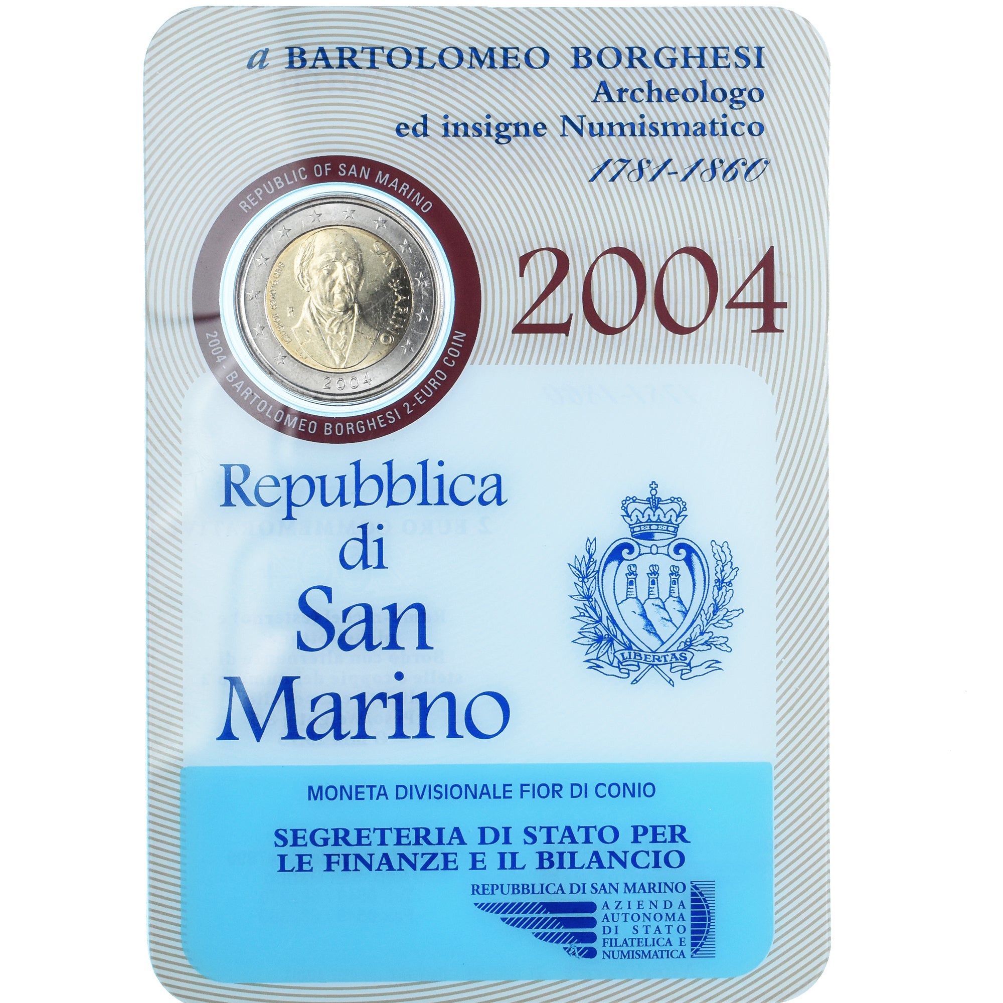 San Marino, 2 Euro, 2004, Rome, Bartolomeo Borghesi, FDC, Bi-metallico