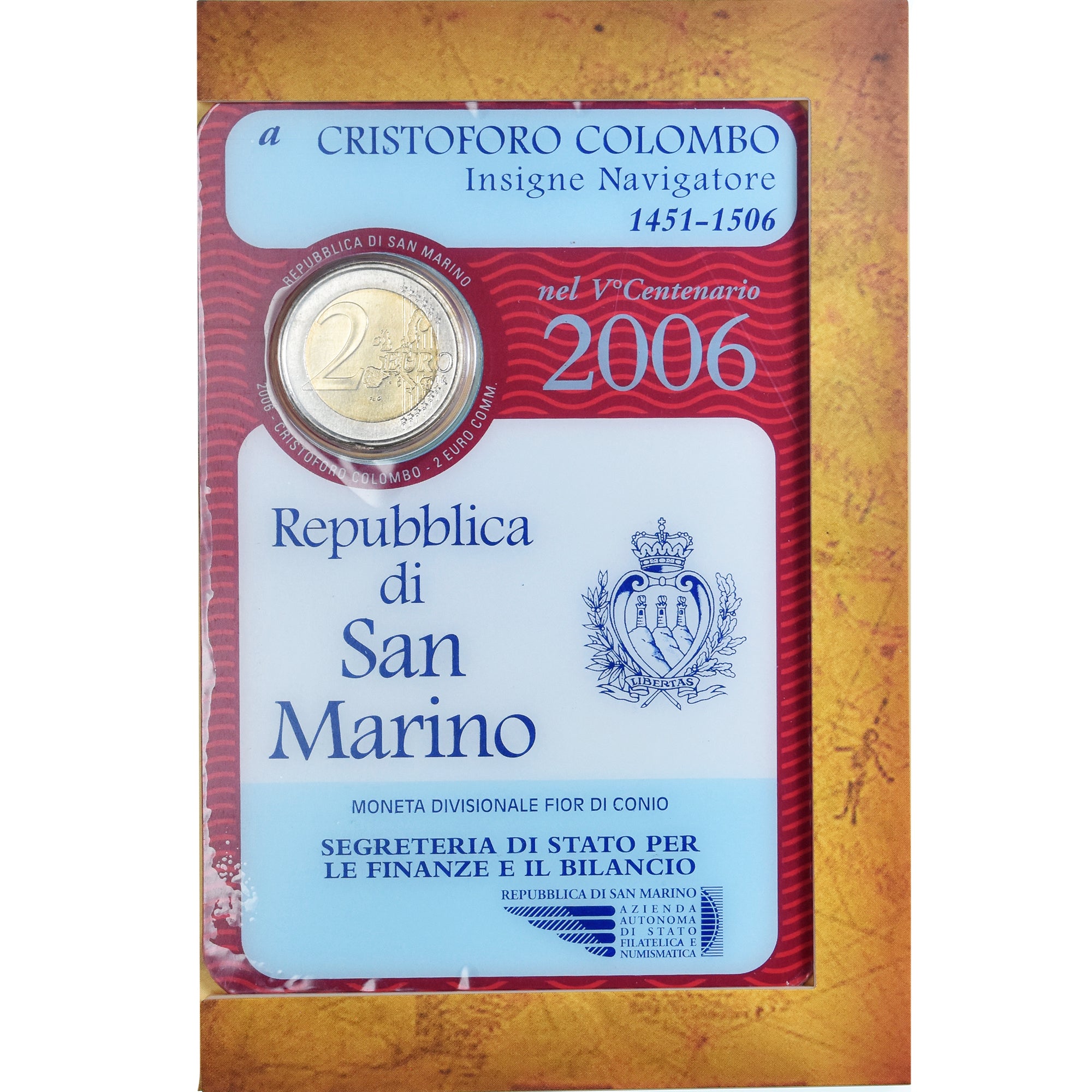 San Marino, 2 Euro, 2006, Rome, Christophe Colomb.FDC, MS(65-70), Bi-Metallic