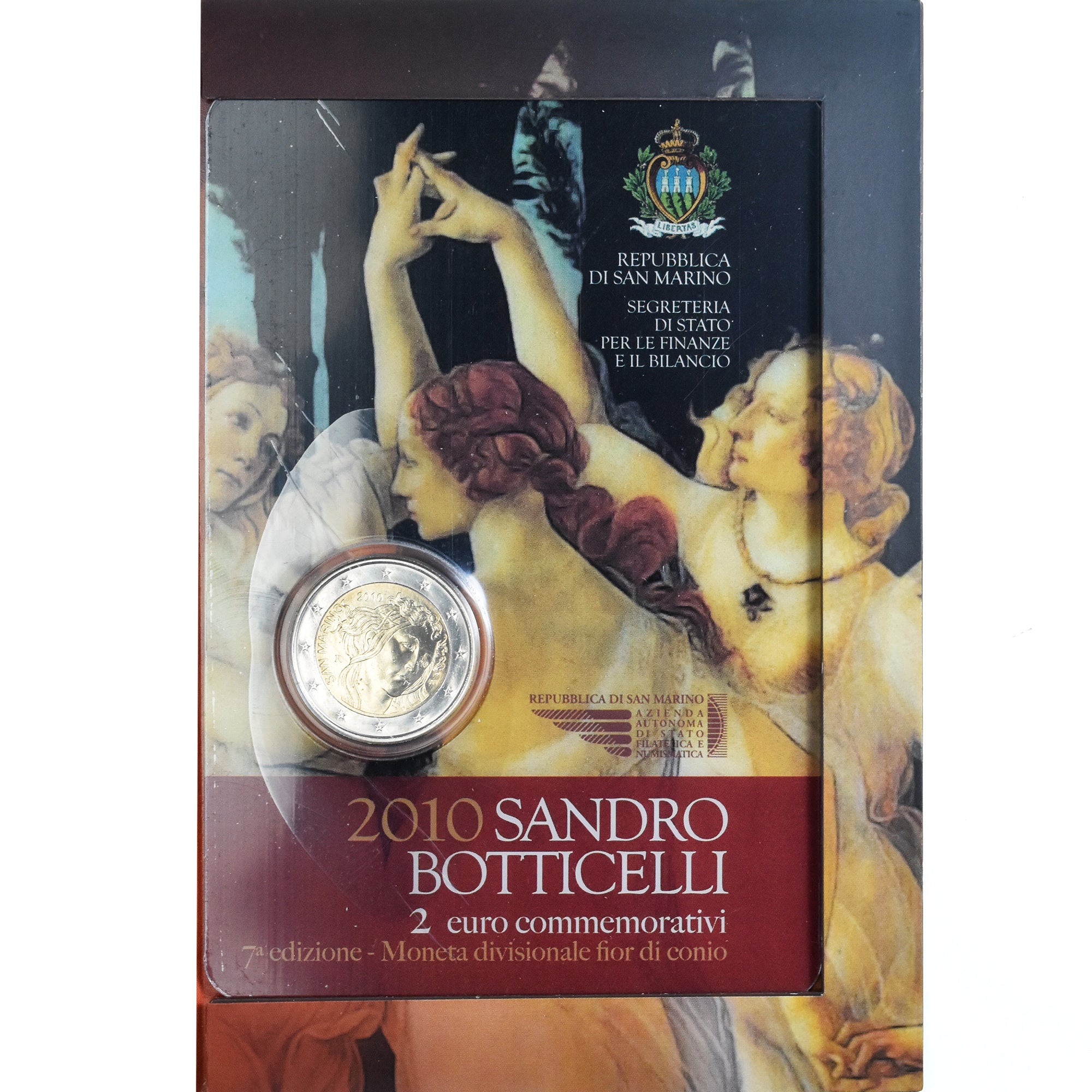 San Marino, 2 Euro, 2010, Rome, Sandro Botticelli., MS(65-70), Bi-Metallic